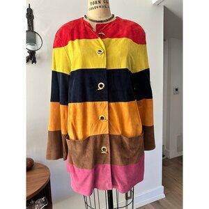 CRISCA Vintage 90s Coat Multicolor Lambsuede Size 38